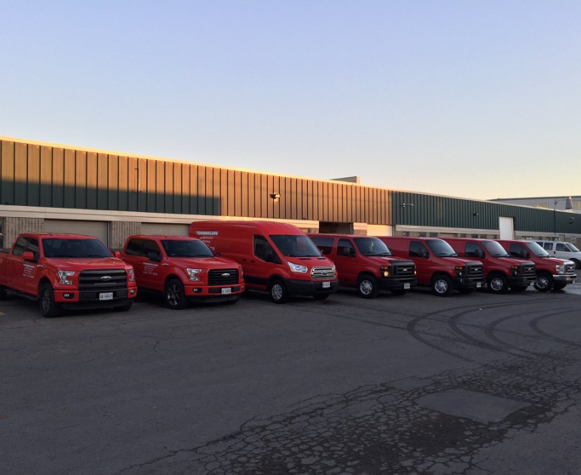 Tourangeau Mechanical service fleet outside the Ottawa shop